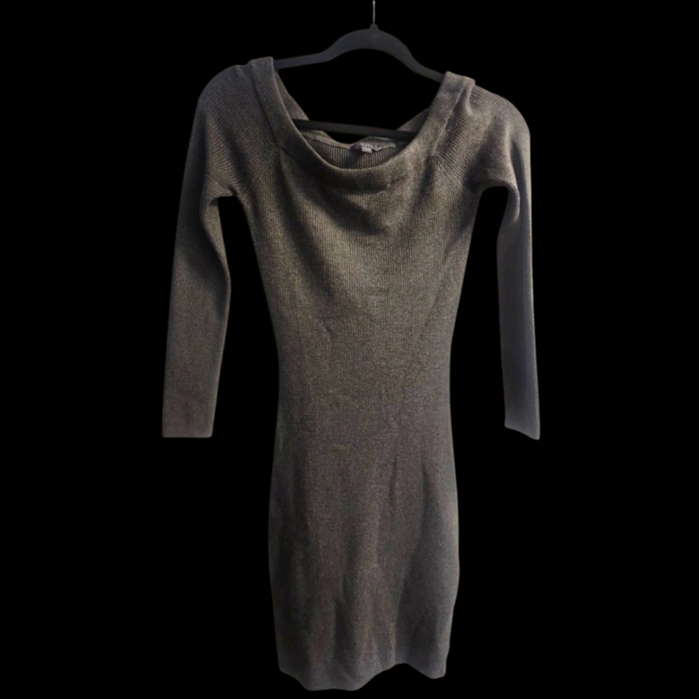 Guess Charcoal Gray Long Sleeve Bodycon Dress